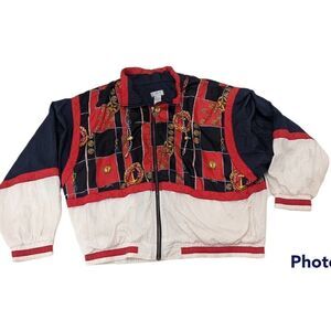 Lavon Nautical Full Zip‎ Windbreaker Nylon Breakaway Jacket Vintage 90s XL